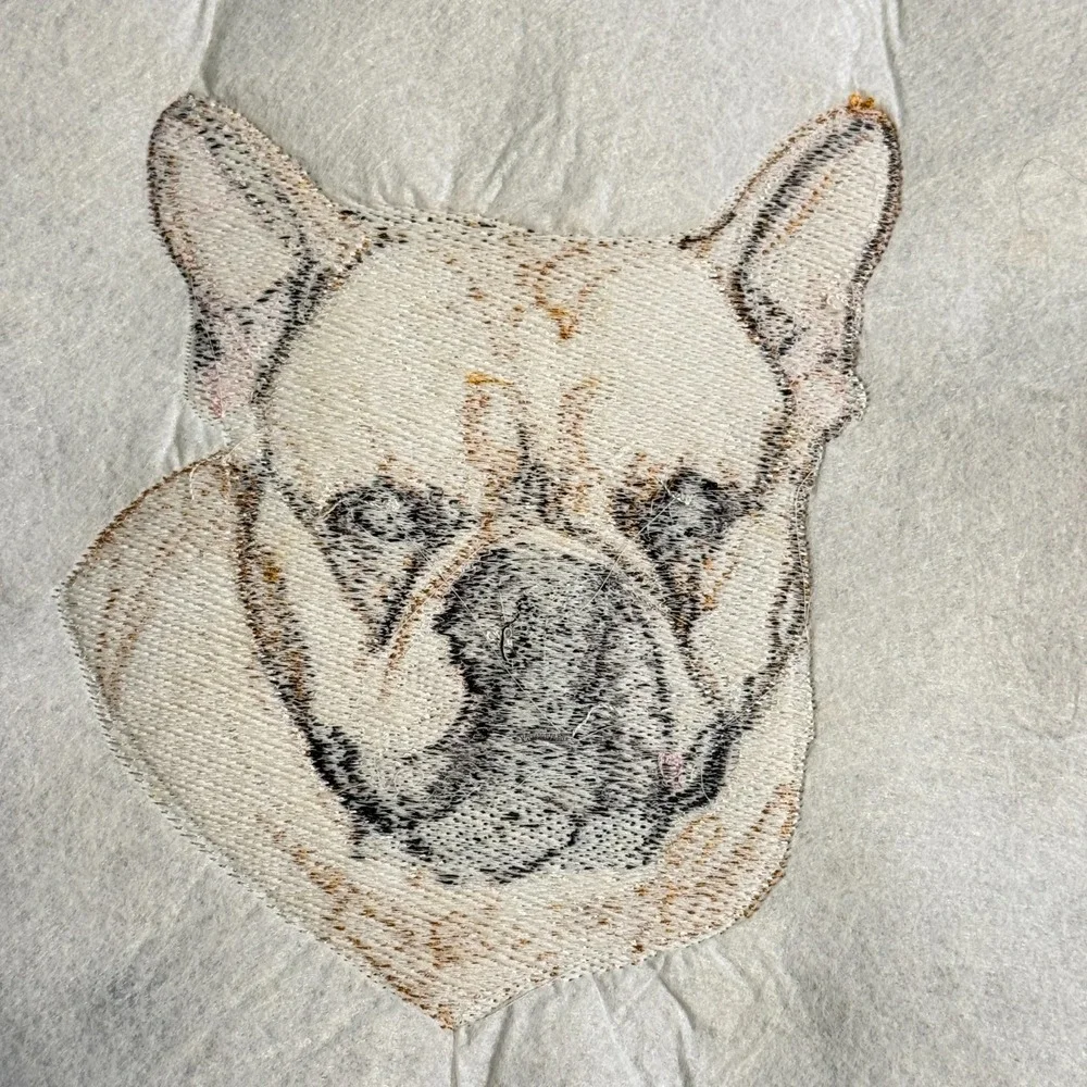 VTG Frenchie French Bulldog Breed Dog Head Portraits Handmade Embroidery Sew On